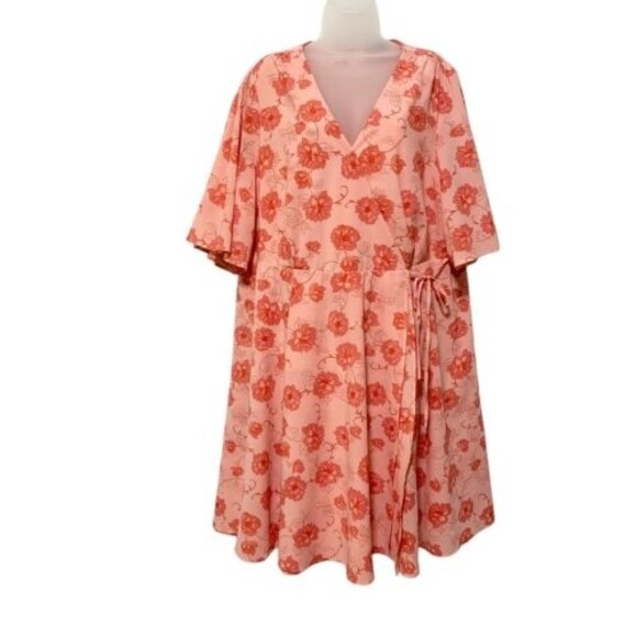 Torrid Sienna Garden Georgette Wrap Dress Floral Flutter Sleeve 22 - Picture 2 of 15